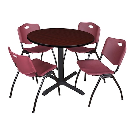 Cain Cain Round Table & Chair Set, Wood, Metal, Plastic Top, Mahogany TB36RNDMH47BY